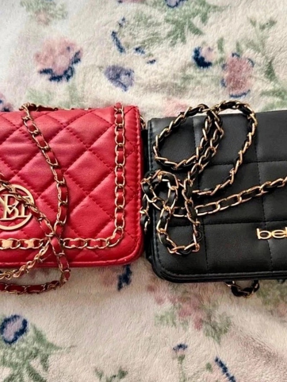 bebe Quilted Crossbody Bags Red & Black